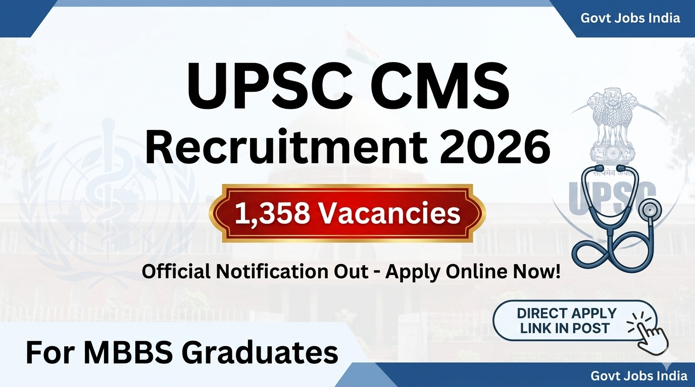 UPSC CMS Recruitment 2026 Notification PDF 1358 Posts
