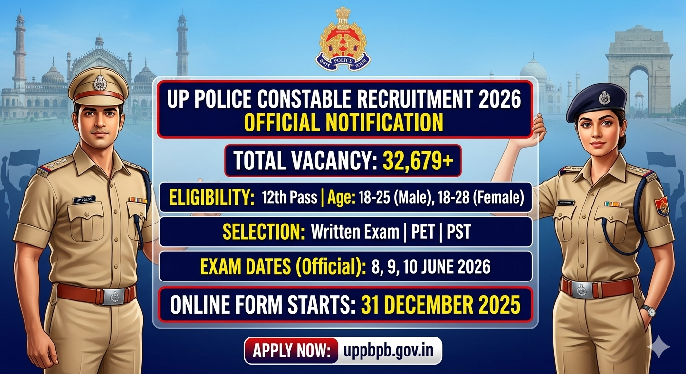 UP Police Constable Recruitment 2026 Notification and Exam Date